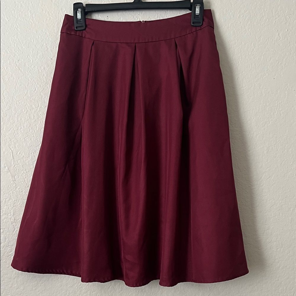 Yige Women's High Waist Flared Skirt Pleated Midi Skirt with Pocket in Size 6